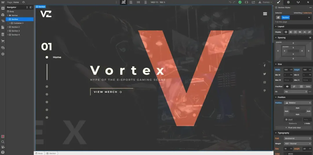 Vortex website preview